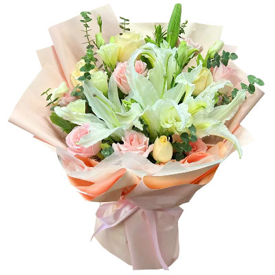 酒泉10朵玫瑰百合混搭，爱是难忘时刻